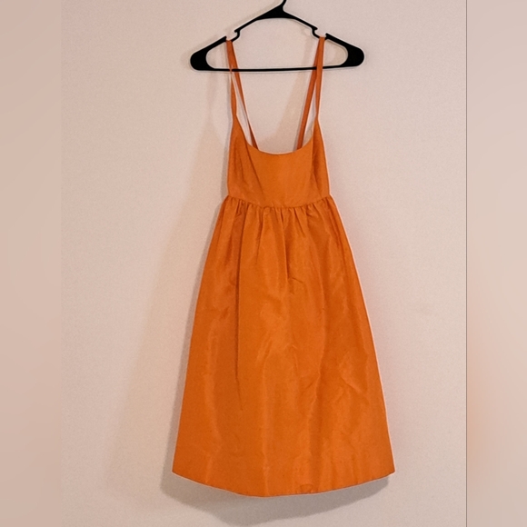 J. Crew Silk Orange and Cream Dress - Picture 2 of 9